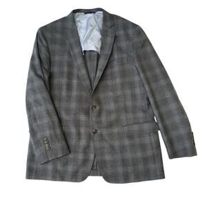 Brooks Brothers Glen Plaid Regent Reda Wool Blazer Sport Coat Gray 1/2 Lined 46R